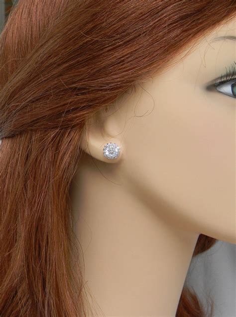 Halo Stud Earrings Crystal Earrings Bridal Jewelry Etsy