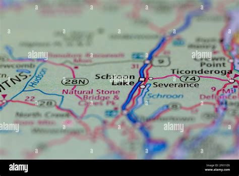 Schroon Lake New York Usa Shown On A Geography Map Or Road Map Stock