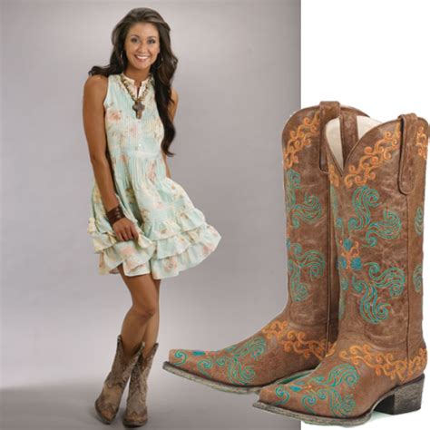 Lane Western Boots Women Fashion Belief Dresses With Cowboy Boots