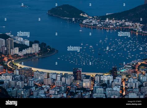 View From Cristo Redentor Over Rio De Janeiro At Night Corcovado Rio