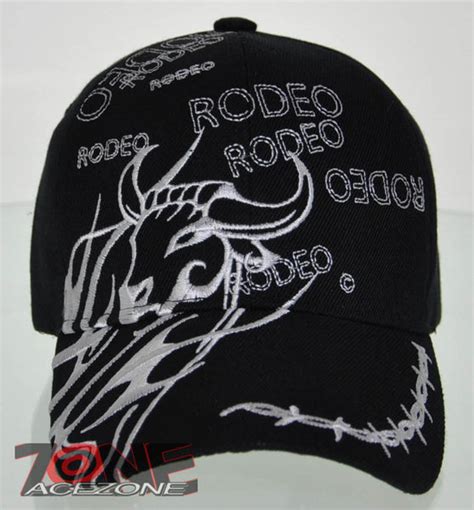 New Rodeo Cowboy Bull Rider Cap Hat Black