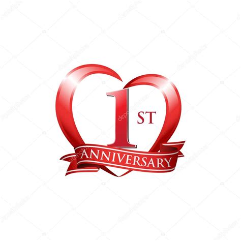 1st Anniversary Logo Red Heart — Stock Vector © Ariefpro 86351092