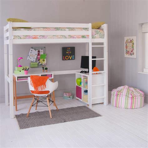 Classic Beech High Sleeper With Desk Freestanding And Bookcase Millie And Jones