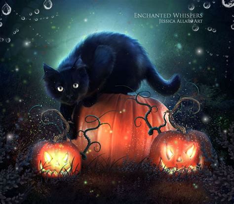 Black Cat Art Darkness Halloween Pagan Goth Halloween Wall Art