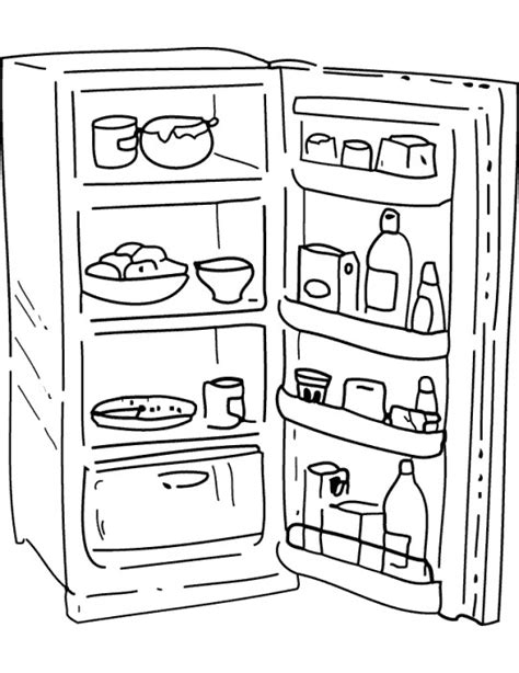 Coloriage Réfrigérateur ouvert dessin gratuit à imprimer