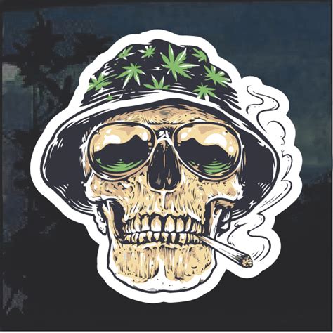 Weed Smoking Skull Window Decal Sticker Custom Made In The Usa Fast