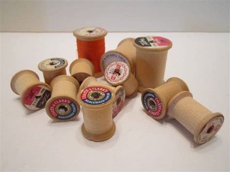 Vintage Wood Thread Spools Variety Of Brands Set Of 12 Vintage