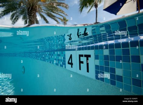 Split Level View Of Pool Side Stock Photo Alamy