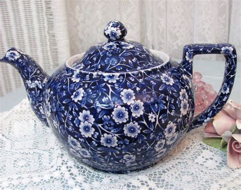 Cover teapot and steep for 5 minutes. Details about Vintage CALICO BLUE chintz TEAPOT ...