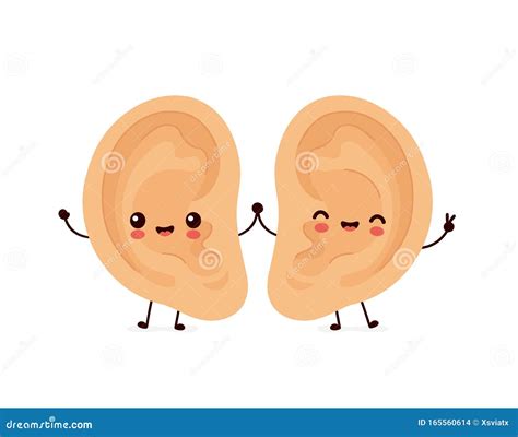 Cute Smiling Happy Human Ear Couple Vector Illustration Cartoondealer