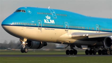 Klm Blue Whale Boeing 747 Jumbo Jet Impressive Arrival At Schiphol