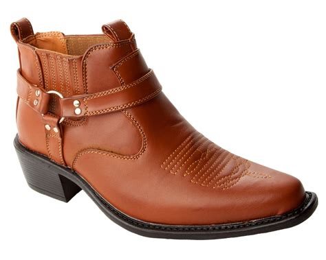 Mens Ankle Cowboy Boots Cuban Heel Smart Leather Chelsea Boots Shoes