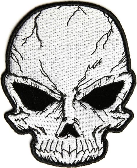 Small Cracked Skull Patch Grey Skull Patches Thecheapplace