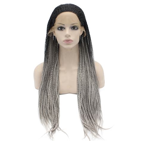 Synthetic Braiding Hair Wig Full Long Micro Braided Lace Front Wigs For