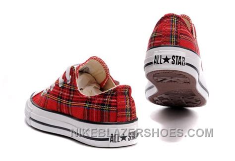 Red Plaid Converse All Star Scotland Tops Canvas Shoes Super Deals Mzm H Plaid Shoes Cute