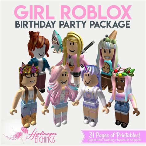 Girl Roblox Birthday Party Package Girl Roblox Party Etsy