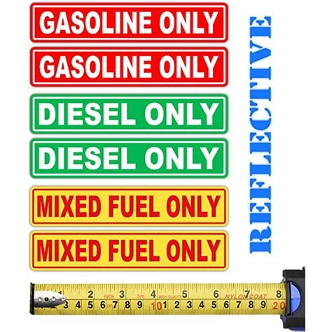 6 Pack Reflective Mixed Fuel Only Gasoline Only Diesel Only Fuel
