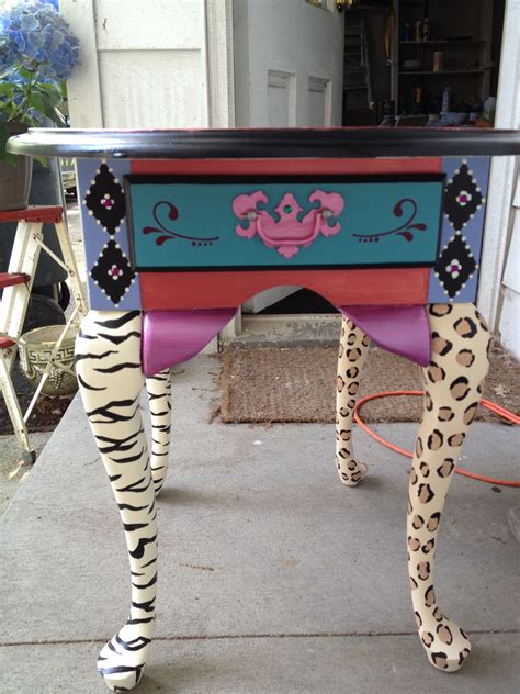 Painted Furniture Painted Whimsical Table With Moroccan Inspired Top