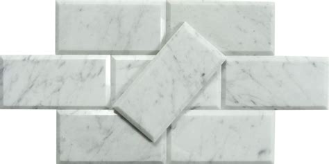 Carrara White 3 X 6 Beveled Polished Marble Subway Tile Fca 36bp