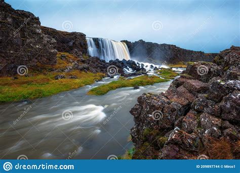 Oxarafoss Waterfall In Iceland Stock Photo Image Of Europe Outdoor