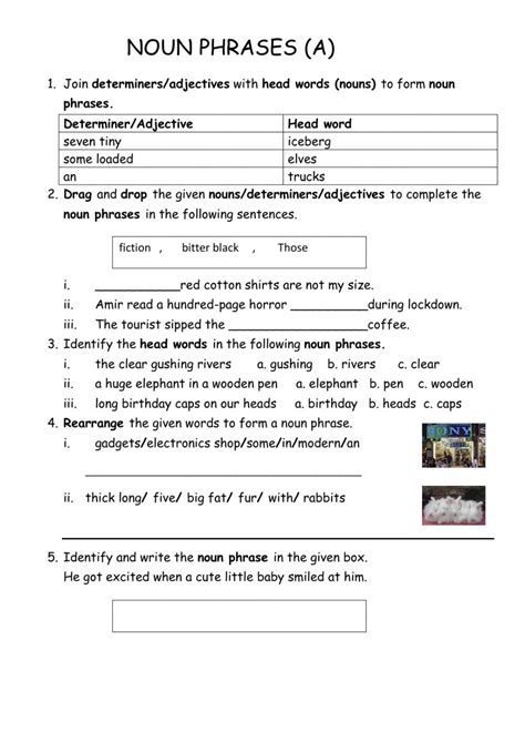 Noun Phrases Interactive Worksheet Expanded Noun Phrases English