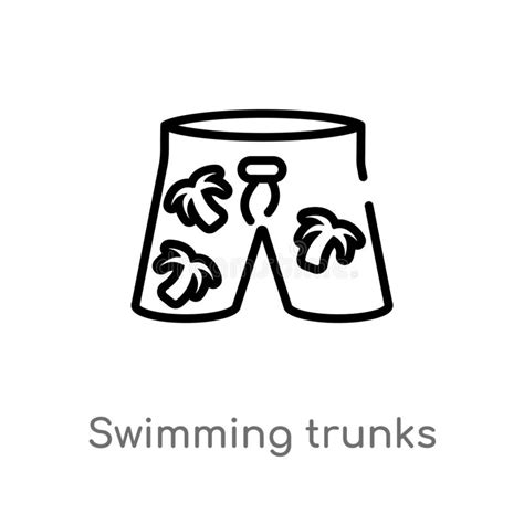 Outline Swimming Person Vector Icon Isolated Black Simple Line Element