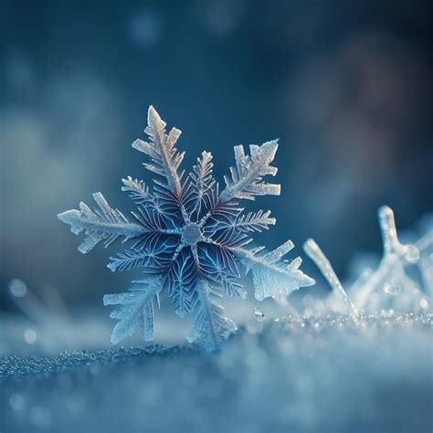 Premium Photo A Snowflake In The Snow