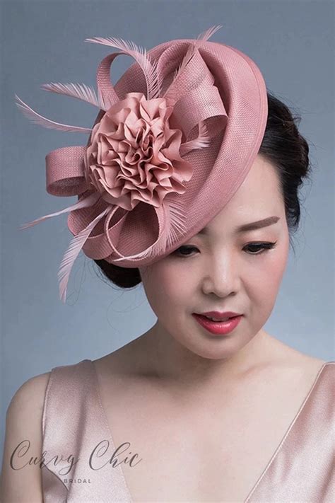 Blush Fascinator Hat Wedding Guest Headpiece Curvy Chic Bridal