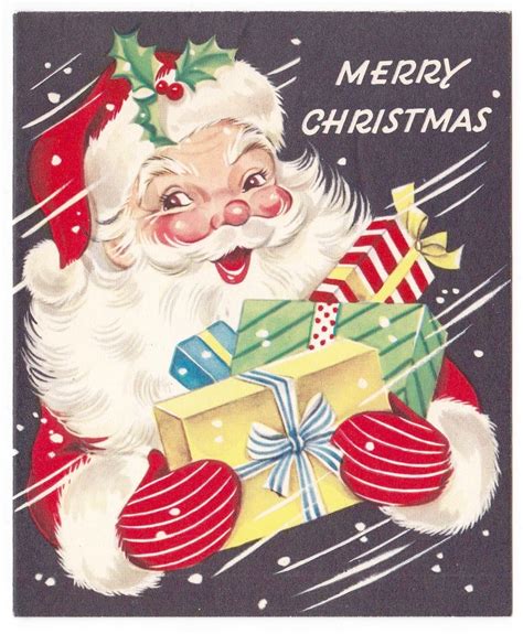 vintage santa retro santa merry christmas santa in snowstorm vintage christmas card