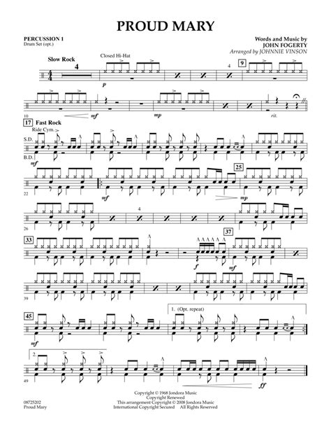 Proud Mary Percussion By Johnnie Vinson Concert Band Digital Sheet Music Sheet Music Plus