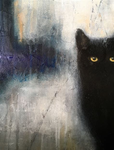 Original Abstract Cat Painting Black Catsacrylic Painting