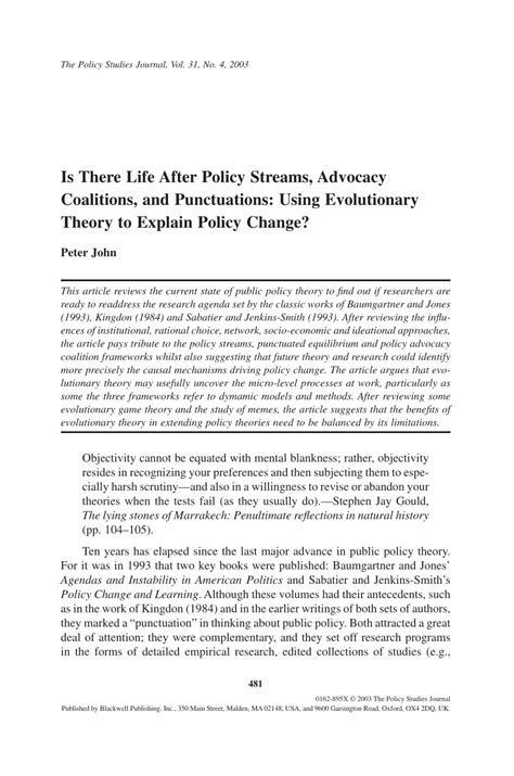 Pdf Is There Life After Policy Streams Advocacy Coalitions And