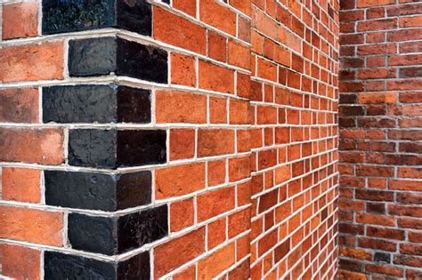 Corners Of A Red Brick Wall With Cem Architecture Stock Photos