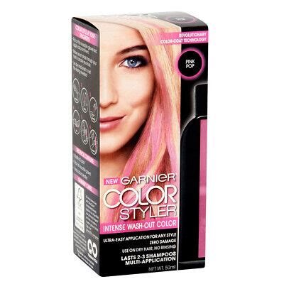 Simply add pink hair color at the desired timing and then watch it fade away with each shampoo. Garnier Color Styler Intense Wash-Out Haircolor Pink Pop ...