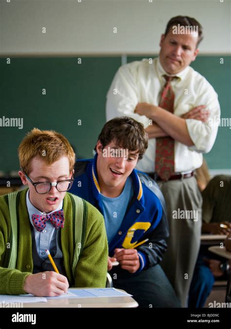 High School Jocks And A Nerd Stock Photo Alamy