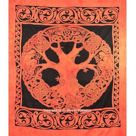 Yellow Celtic Knot Tie Dye Tree Of Life Tapestry Wall Hanging