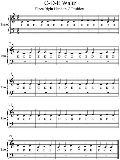We offer piano solo sheet music of classical, folk, ragtime. C D E Waltz Easy Piano Sheet Music for Beginners