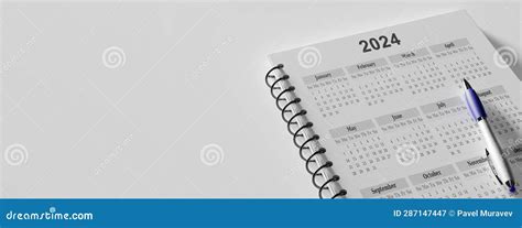 Close Up Pencil On Calendar 2024 Pencil On Calendar On White Using As