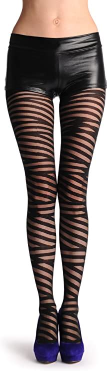 Lisskiss Sheer Woven Wrapping Stripes Black Striped Tights Amazon Co Uk Fashion