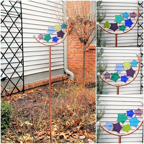 Tall 27 47star Stained Glass Yard Art Stake In 2020 Yard Art Hanging Stained Glass Glass