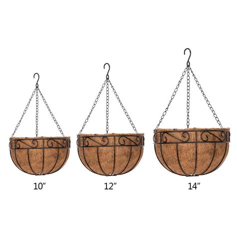 4 Pack 10 14 Inch Metal Hanging Planter Basket Coco Coir Liner Plant