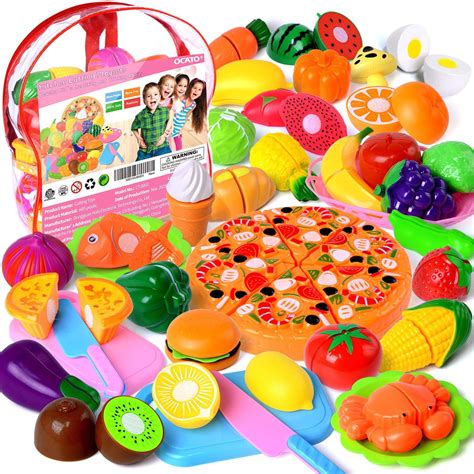 Ottoy 73 Pcs Play Cutting Food Kitchen Toy Cutting Fruits Vegetables