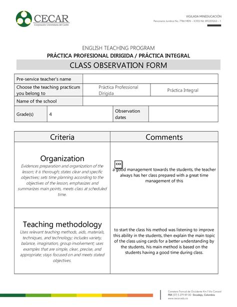 Calaméo 7 Formato De Observacion De Clasefirst Class