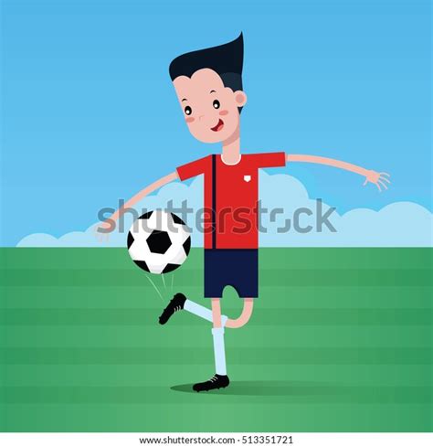 Boy Playing Football Vector Cartoon Sports Stock Vector Royalty Free