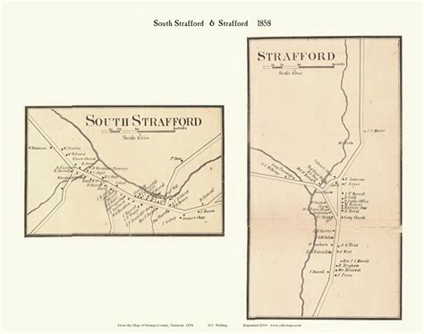 Strafford And South Strafford Villages Vermont 1858 Old Town Map