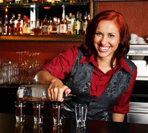 Redhead Barmaid Stock Photo Image Of Lifestyle Barmaid