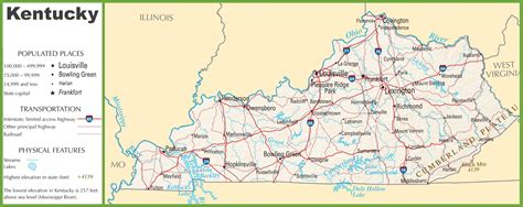 Laminated Map Large Detailed Roads And Highways Map Of Kentucky State