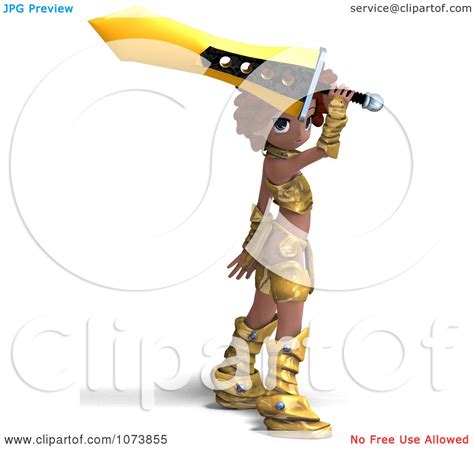 Clipart 3d Black Knight Girl Holding A Sword 5 Royalty Free Cgi