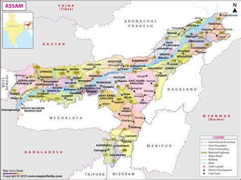 Assam Map Map Of Assam State Districts Information And Facts