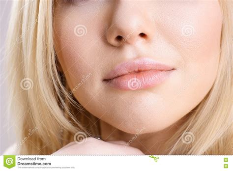 Close Up Shot Of The Full Lips Young Blonde Girl Stock Image Image Of Face White 71678053